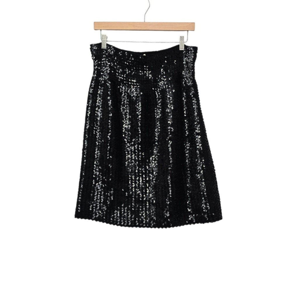 Corey Lynn Calter Black Sequin Mini Skirt Size Large ALine Holiday Party Sparkle